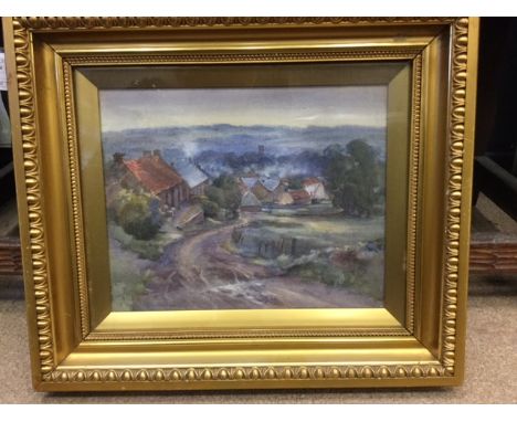 BRITISH SCHOOL,A SLEEPY RURAL VILLAGEwatercolour on paper35cm x 43cmFramed and under glassLabel verso: Russell & Co, Fine Art