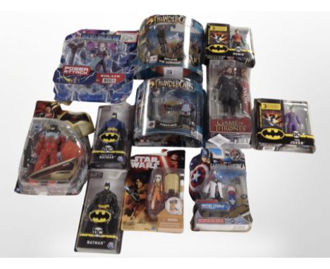 Eleven Hasbro, Mattel and other figures including Star Wars, Marvel, DC etc 