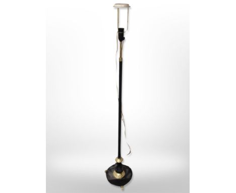 A 20th century Scandinavian brass mounted standard lamp, height including fitting 150 cm