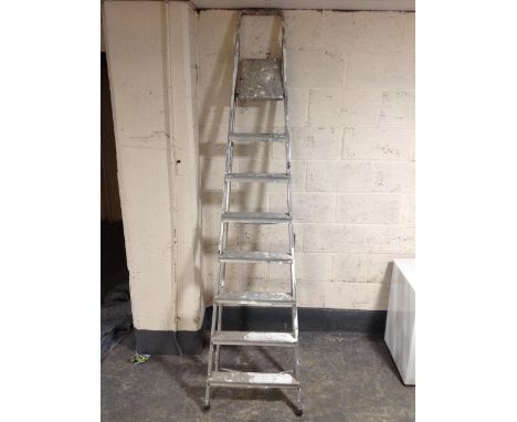 An aluminium folding step ladder 