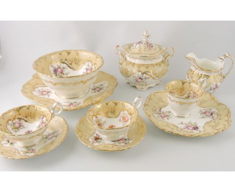 A Victorian 47-piece part tea service, possibly Ridgway, comprising 19 tea and coffee cups, 22 saucers, sugar bowl, cream jug