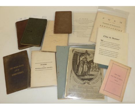 Shaw, L.O. The Duel, the Battle of Waterloo, and other poems. Haslingden: For the Author, [1836]. 8vo, org. moire cloth. Bobb