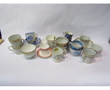 A collection of antique coffee cans, tea bowls and cups and saucers including Worcester, Miles Mason and Derby (17) 
