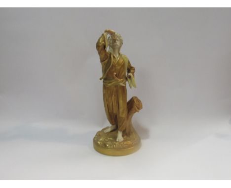 A Royal Worcester figure of a man grasping a snake, a/f, 34cm high 