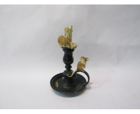 A model of a chamberstick with two mice, 21cm high 
