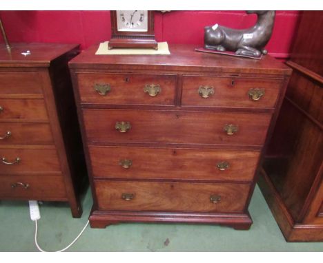 A 19th Century flame mahogany caddy top chest of two short over three graduating long drawers on bracket feet, 98cm high x 96
