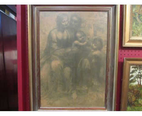 A print after the "Leonardo Cartoon" depicting the Virgin and child with St.John the Baptist and St.Anne, details verso, fram