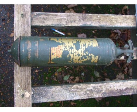 Vintage Brass Fire Extinguisher with mounting bracket