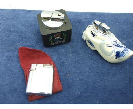 Ronson Lighter , Ronson Table Lighter and Delft Clog Lighter