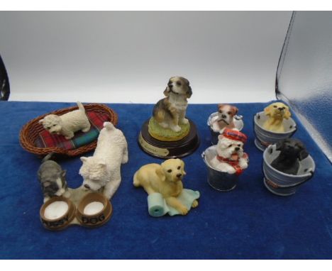 Collection of dog/puppy figurines to incl Regency Fine Art and Leonardo