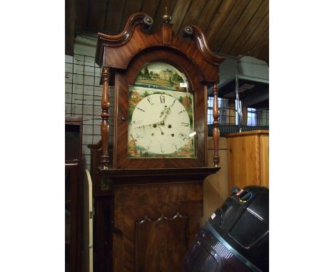 Antique Longcase Clock with painted Dial . 2 Weights and Pendulum . ( Removed from a deceased estate )