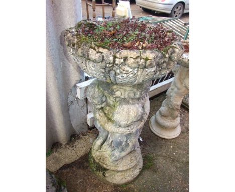 Concrete Pedestal Planter / Bird Bath