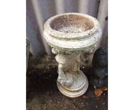 Concrete Bird Bath / Planter 21 inches tall