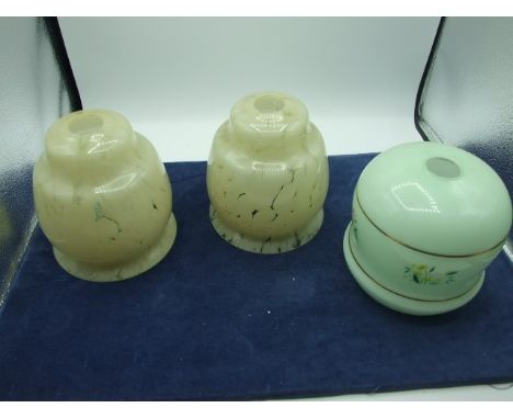 3 Vintage Glass Ceiling Light Shades tallest 6 inches