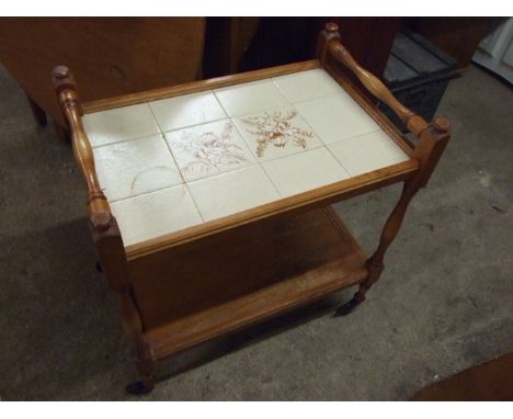 Tile Top Tea Trolley 26 x 17 inches 28 tall including handles
