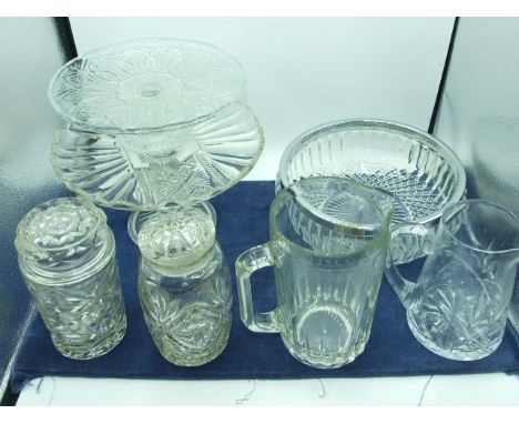 Assorted Glass. ( decanter stopper chipped on inside )