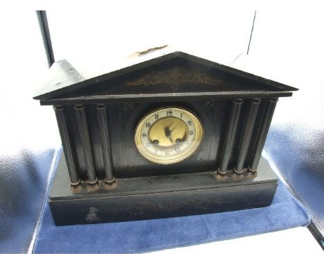 Slate Mantle Clock with key and pendulum 