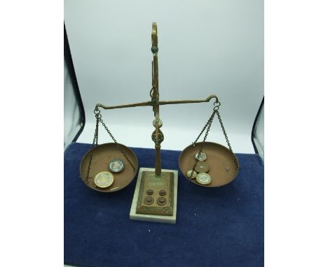 Brass Balance Scales with Weights