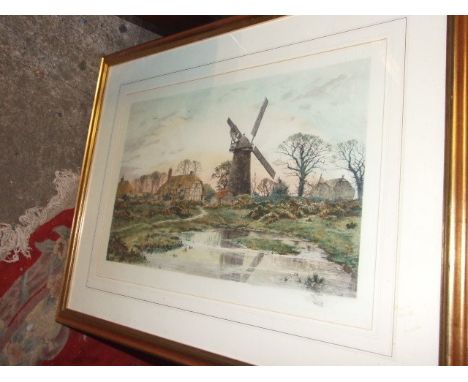  Coloured Print of watermill after Fred Slocombe  29 1/2 x 38 1/2 inches