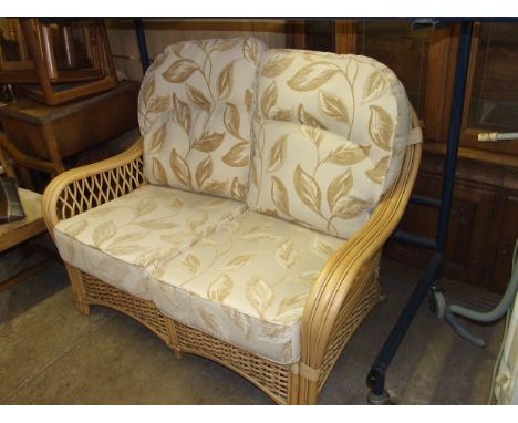 Bamboo Conservatory Suite Comprising  2 Seater Sofa , Swivel Chair , Trolley and Nest of Tables