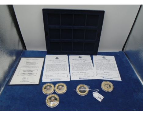 Collection of History of Space Exploration 24 carat gold plated coins incl Apollo 11 Boot Print, Eagle in Lunar Orbit and 3x 
