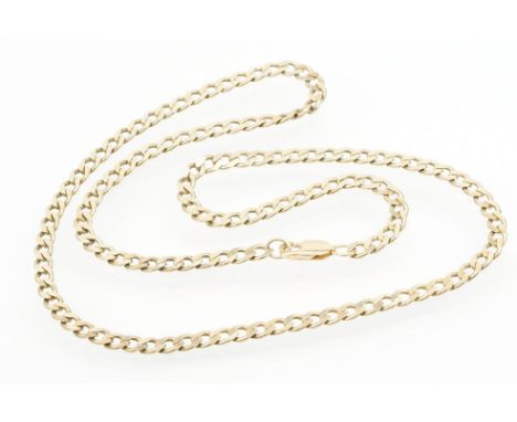 9ct gold flat link necklace chain with lobster clasp. Necklace measures 22.5 inches. Clasp marked 9k. 