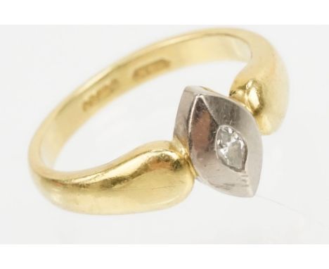 18ct gold and diamond ring having a marquise shaped white gold head set with a marquise cut diamond. Hallmarked London 2002. 