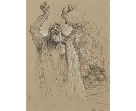 [§] PETER HOWSON (SCOTTISH B.1958)UNTITLED Signed and dated 2012, mixed media on paper40cm x 30cm (15.75in x 11.75in)