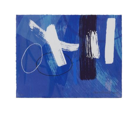 [§] WILHELMINA BARNS-GRAHAM C.B.E., H.R.S.A., H.R.S.W. (SCOTTISH 1912-2004)MILLENIUM BLUE II Signed and dated 2000 in pencil,