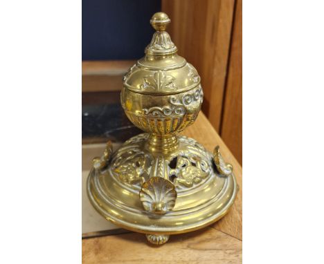 Antique Brass W.T. &amp; Sons Inkwell - 14cm high