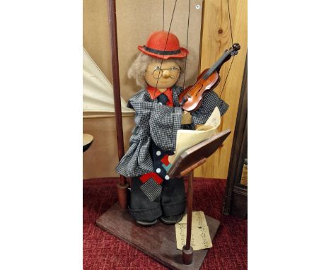 Marionette Puppet Toy - American Made Violinist &amp; MusiciN - 76cm high inc stand