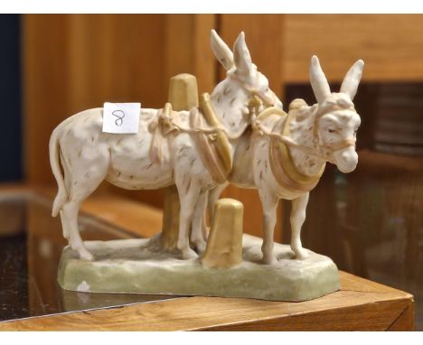Royal Dux Porcelain Vintage Donkey Pair Figure - in VGC w/ref 1111 &amp; 14cm high