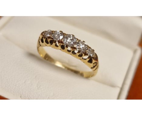 18ct Gold &amp; Five Diamond Dress Ring, size K+0.5 &amp; 3.1g