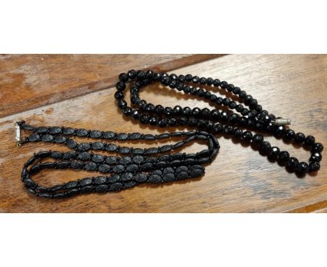 Whitby Jet Pair of Beaded Vintage Necklaces