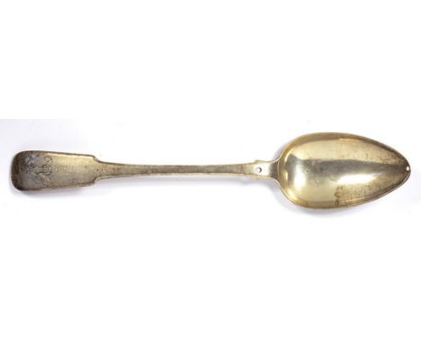 A SILVER GRAVY SPOON POSSIBLY COLONIAL MAKER T & C FORMERLY WITH A STRAINING (?) ATTACHMENT EARLY 19TH CENTURY, 4OZS 10DWTS