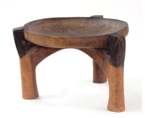 TRIBAL CARVED WOOD STOOL 21CM H 
