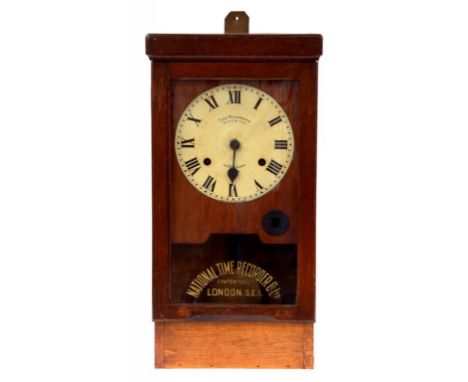 WALNUT NATIONAL TIME RECORDER CO LTD TIME CLOCK 67CM H EARLY 20TH CENTURY (INCOMPLETE)