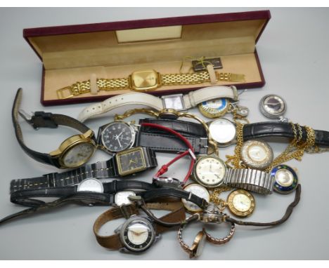 Lady's and gentleman's watches including Rotary, Timex and a gold plated Raymond Weil 