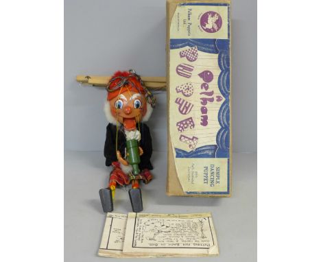 An early Pelham puppet, boxed with instructions 