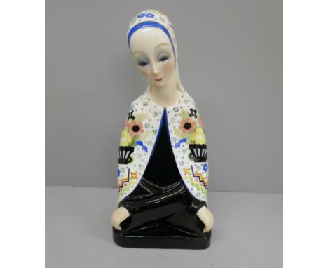 A 1950s Lenci Italian ceramic figure of the Madonna, signed to the base, 28cm 