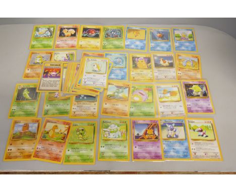 50 Base Set vintage Pokemon cards, common/uncommon and rare 