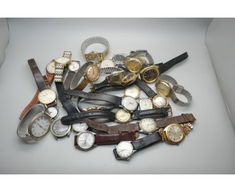 A collection of gentleman's wristwatches including Timex, Limit, Sekonda, Pulsar, Rotary, etc. 