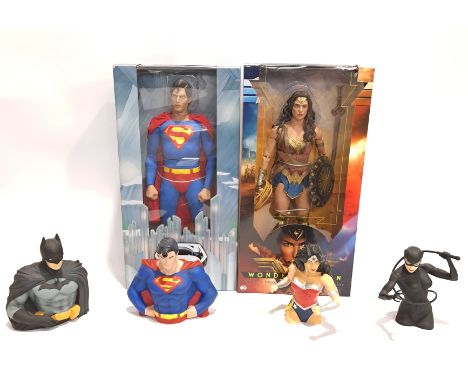 DC 1/4 Scale Wonder Woman &amp; Superman with DC Money Banks. Good to Good Plus some within Good to Good Plus Packaging