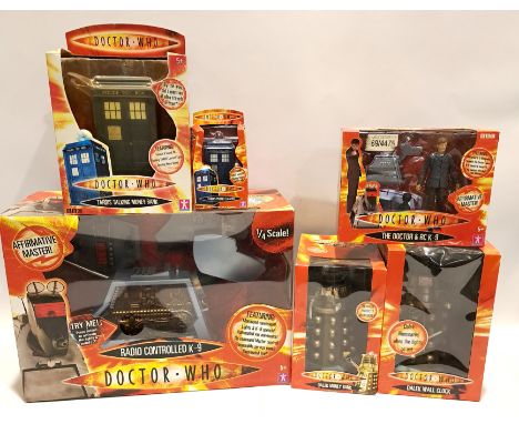 Quantity of Doctor Who Collectibles Includes Radio Controlled K-9, Dalek Alarm Clock, The Tardis Money Bank with Others. Exce