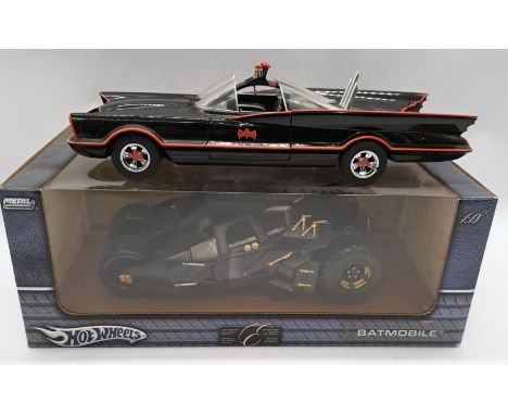 Mattel Hotwheels 1966 &amp; 2004 Batmobile 1:18 Scale. Good Plus to Excellent one within Excellent Packaging