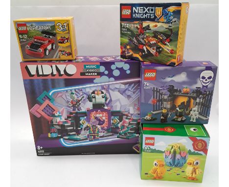 Mixed Lego Sets X5 Includes Nexo Knights The Glob Lobber #70318, Vidiyo K-Pawp Concert #43113, Easter Chicks #40527, Creator 