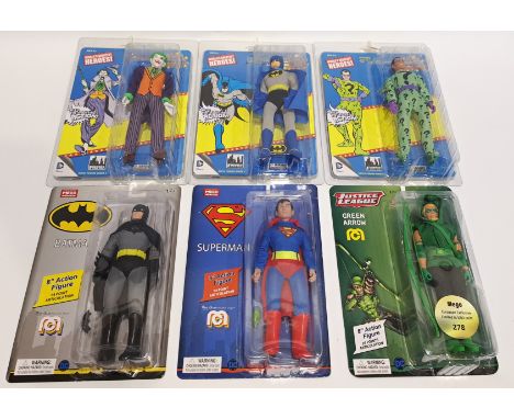 Mego Heroes Retro DC 8" Action Figures x6 Includes Batman, Superman, Green Arrow with others. Near Mint within Excellent Plus