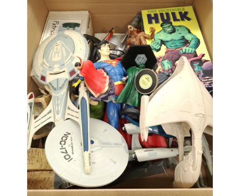 Quantity of Film &amp; TV Figures &amp; Model Kits Includes Star Trek, The Lord of the Rings, Marvel, DC with others. Fair to