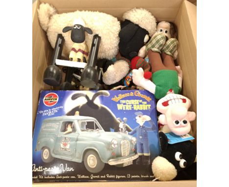 Quantity of Wallace &amp; Gromit Collectibles Includes Airfix Model kit, Soft Toys, Leg Rest with others. Fair to Good