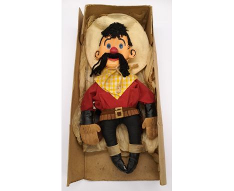 Chad Valley Hank Doll from Whirlygig (1950) in possibly original box (Unchecked) Good to Good Plus within Fair Packaging